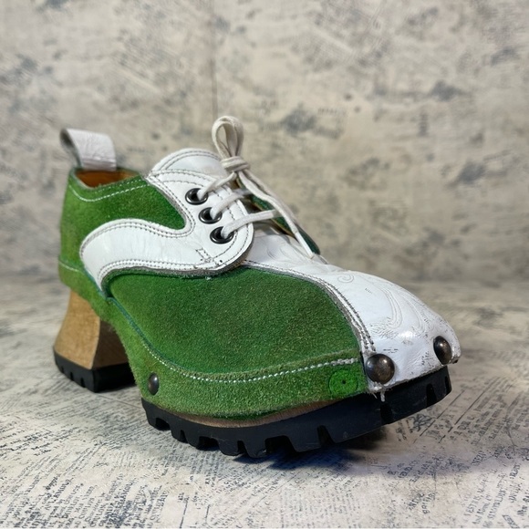 John Fluevog Vintage 90's wooden clog shoe Restitution Made in England - Picture 2 of 14